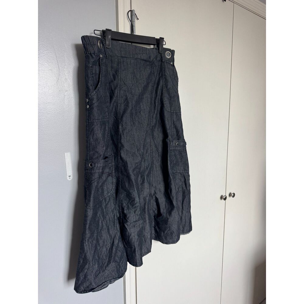 Vintage Deadstock Tactical/Streetwear Denim Cargo Maxi Skirt Grommet/ Pockets L